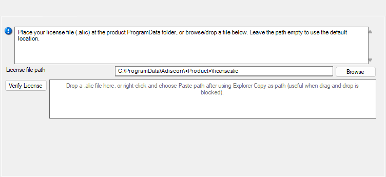 rsyslog Windows Agent configuration client General License page for applying license.alic